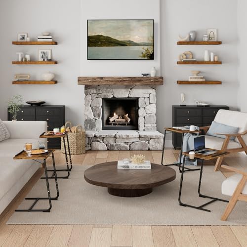 TV Trays Set of 4 - Folding TV Tray Adjustable Dinner Trays for Eating On Cou...