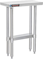 DuraSteel 24x12 Stainless Steel Work Table - NSF Commercial Prep Metal Table - Outdoor Pizza Oven Stand w/Under Shelf - Kitchen Island Laundry Utility Garage Microwave Stand Large Rolling Storage Cart