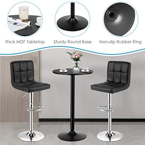 COSTWAY 3-Piece Bar Table Set, Counter Height Table Set with 2 Bar Stools