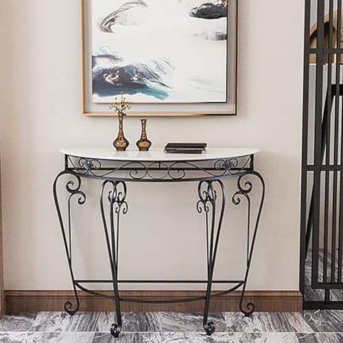 Console Table Decor Entryway Marble Scalloped Tables Behind,Half Moon Console...