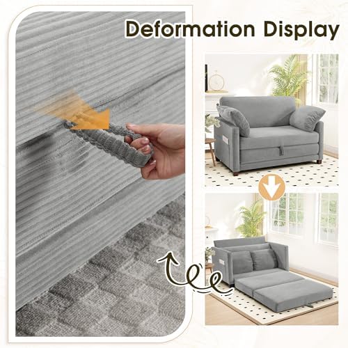 51" Convertible Loveseat Sofa Bed, 2-in-1 Folding Sofa Bed with 2 Pillow...
