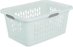 Sterilite Laundry Basket, Plastic Clothes Hamper, Large Rectangle Bin with Comfort Grip Handles and Reinforced Rim, 2 Bushel Capacity, Mint, 24 Pack