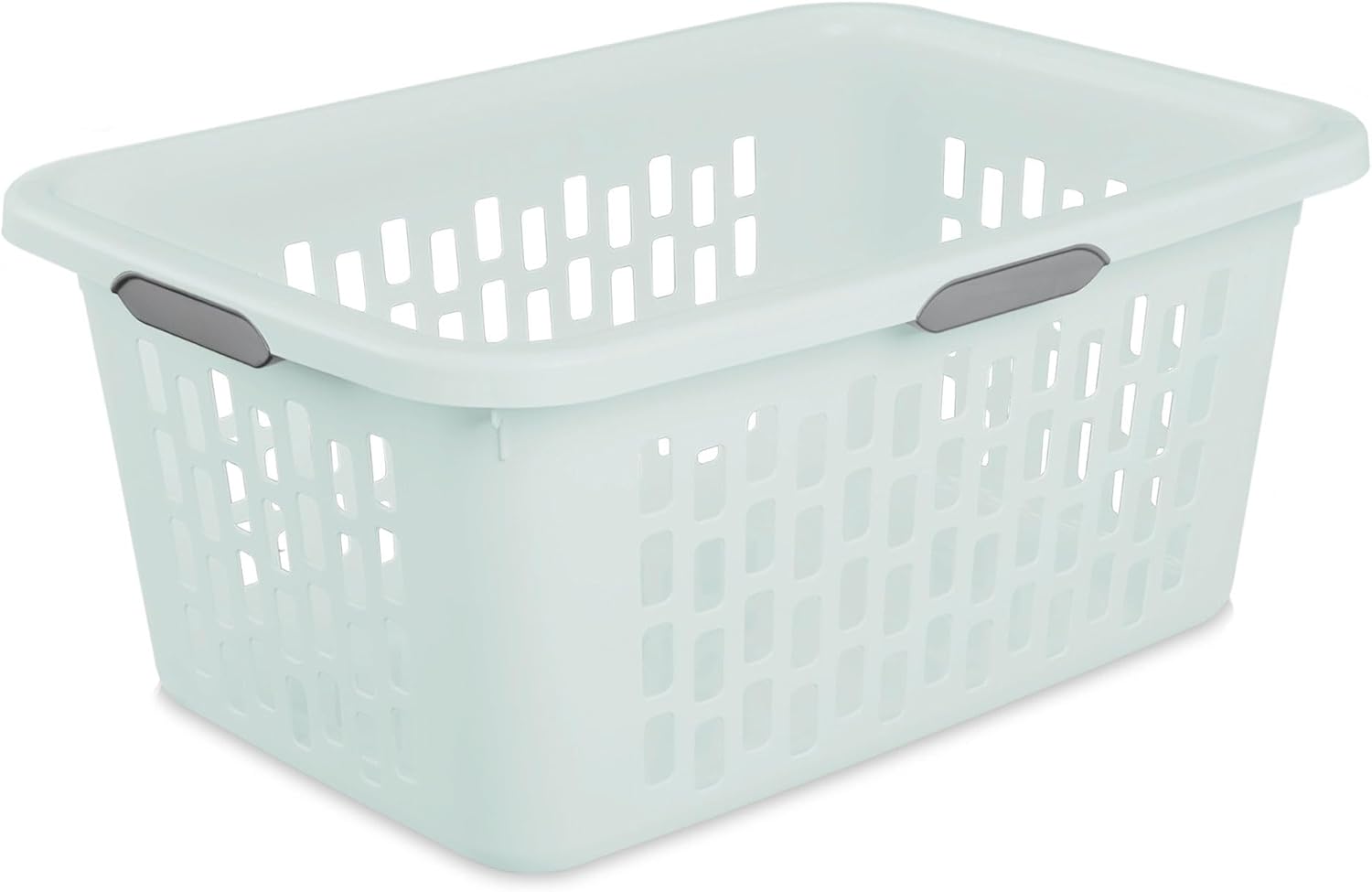 Sterilite Laundry Basket, Plastic Clothes Hamper, Large Rectangle Bin with Comfort Grip Handles and Reinforced Rim, 2 Bushel Capacity, Mint, 24 Pack