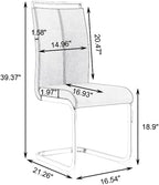 AZmac Modern Leather Dining Chairs Set of 2,Armless Kitchen Chairs,Dining Room Chairs with Upholstered Padded Seat and Sturdy Silver Chrome Legs for Dining Room,Kitchen (Set of 2, White)