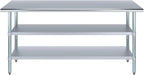 AmGood Stainless Steel Work Table with 2 Shelves | NSF | Metal Utility Table (72" Long x 18" Deep)