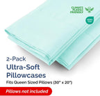 Queen Pillow Cases - 2 Pack - Super Soft Pillowcase Covers - Envelope Enclosure - Hotel Quality Pillow Protectors - Wrinkle Free, Shrink and Stain Resistant - Machine Washable - 20" x 30" (Spa Blue)