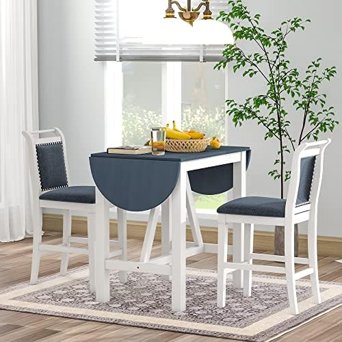 Harper & Bright Designs 3 Piece Counter Height Kitchen Dining Set with Dr...