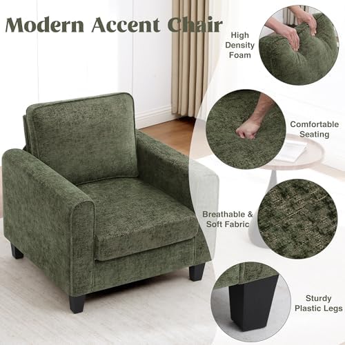 Comfy Accent Chairs for Living Room, Mid Century Modern Upholstered Living Ro...