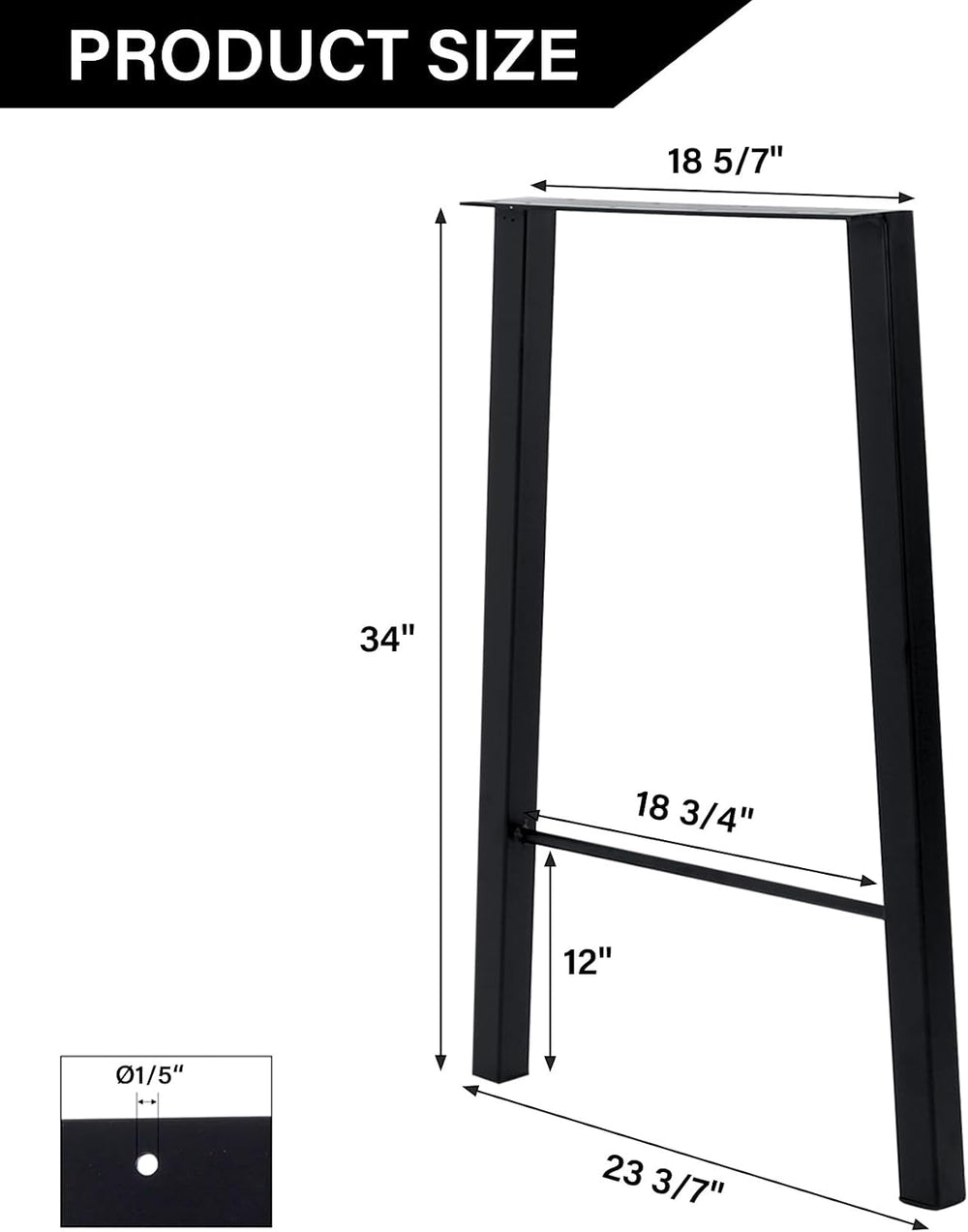 TC-HOMENY 34 inches Bar Table Legs Set of 2 Furniture Legs Bench Metal Legs I...