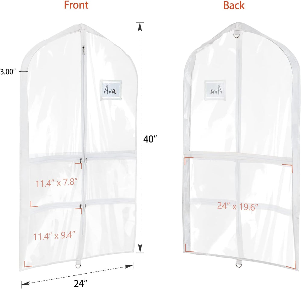 Univivi Clear PVC Dance Costume Bags (3 Pack) Garment Bag 40 Inch for Dance C...