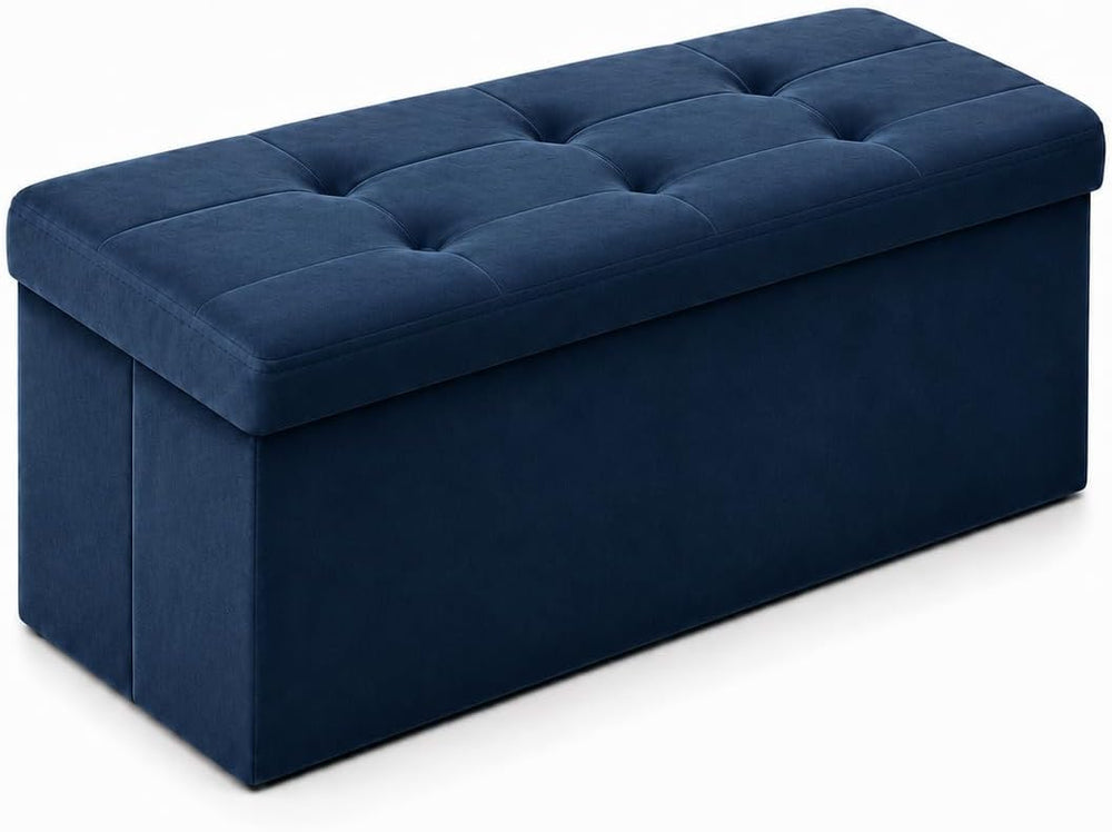 ALASDO 30 Inch Folding Storage Ottoman Bench with Hidden Storage, Velvet Stor...