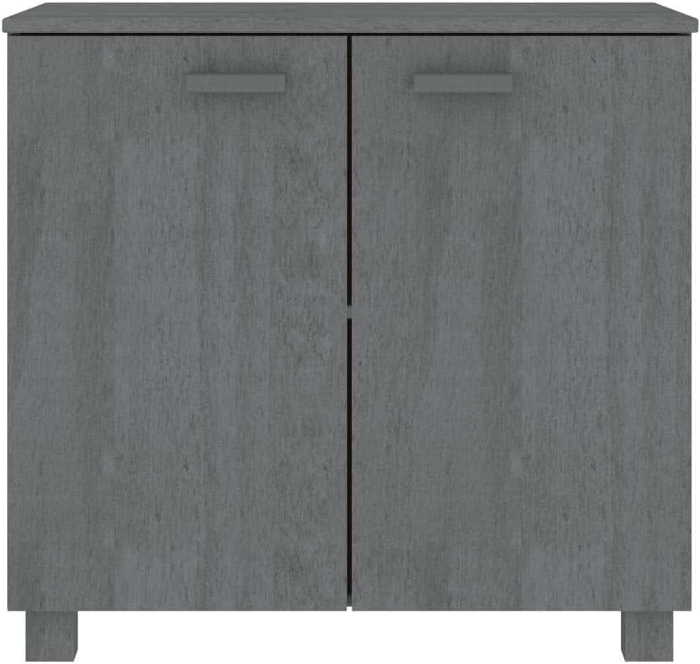 Dark Grey Solid Pine Wood Sideboard with MDF Large Storage, Rustic Style Furn...