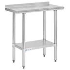 Hally Stainless Steel Table for Prep & Work 18" x 30" with Backsplash NSF | Commercial Metal Heavy Duty Workbench, Adjustment Undershelf, for Kitchen, Restaurant, Home, Hotel, Garage, Pizza Oven