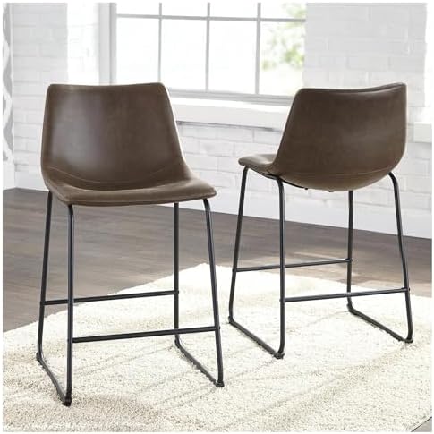 Signature Design by Ashley Counter Height Bar Stools, Set of 2, Brown
