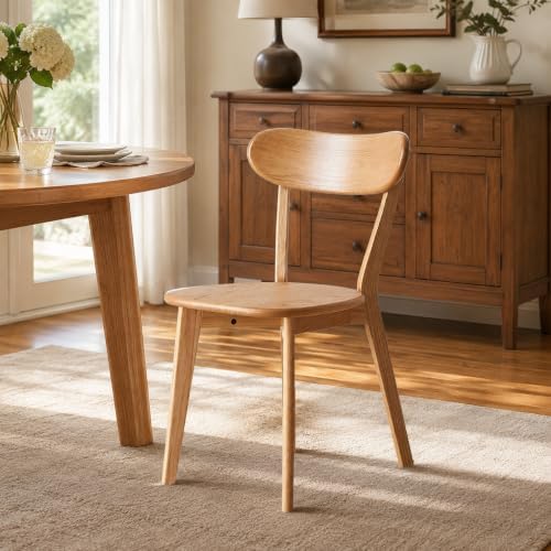 YESWOOD Oak Dining Chairs, 100% Solid Wood Kitchen Chairs with Curved Backres...