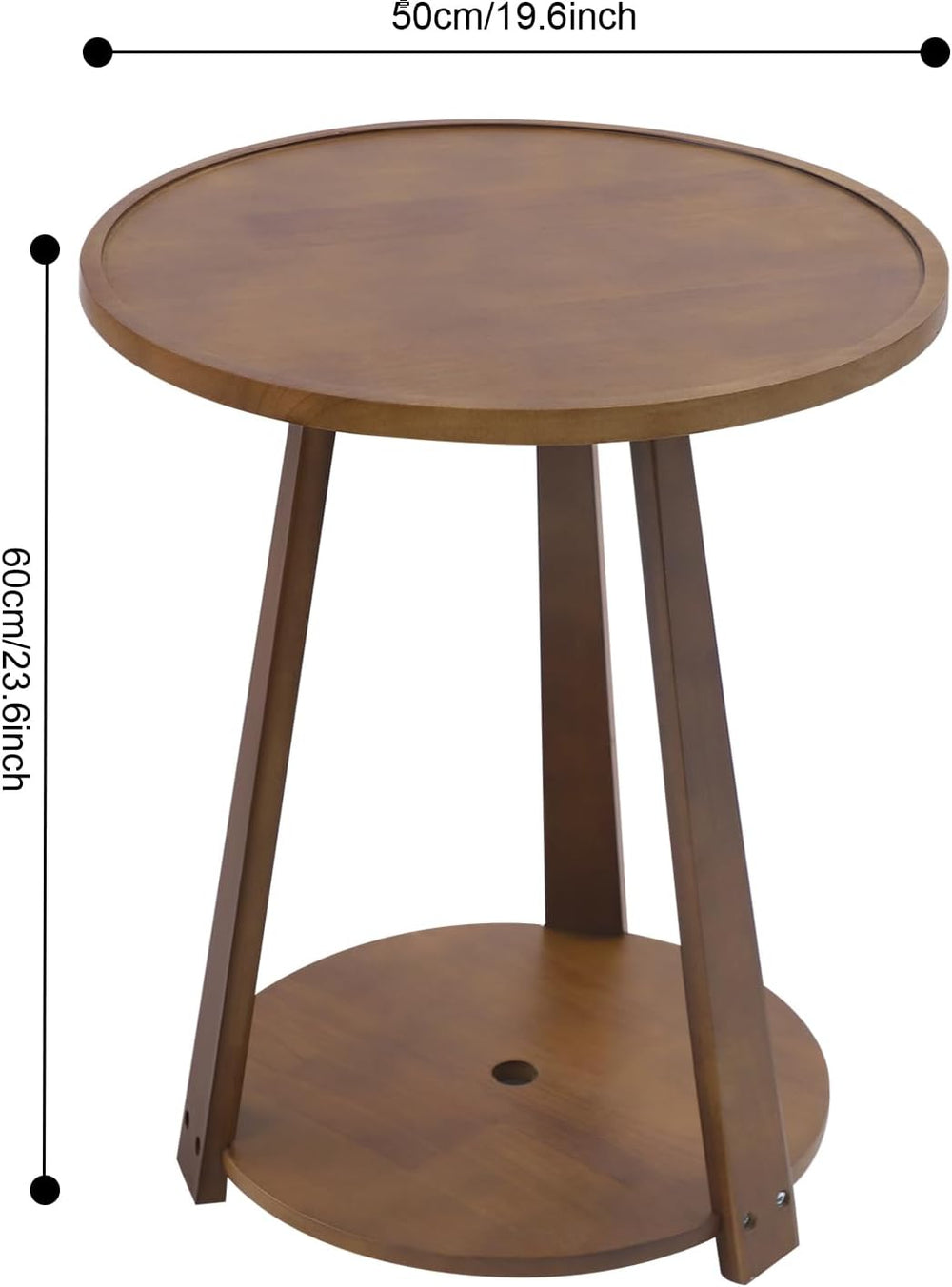 2-Tier Round Side Table - 20in Modern Solid Wood Small Round Table End Table ...