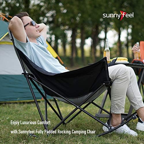 SUNNYFEEL Oversized Folding Rocking Camping Chair for Adults, 500lbs Grey | H...