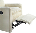 Oxford Baby Uptown Upholstered Glider Recliner Rocking Chair 360° Swivel for Nursery and Living Room - Corduroy, Pearl White