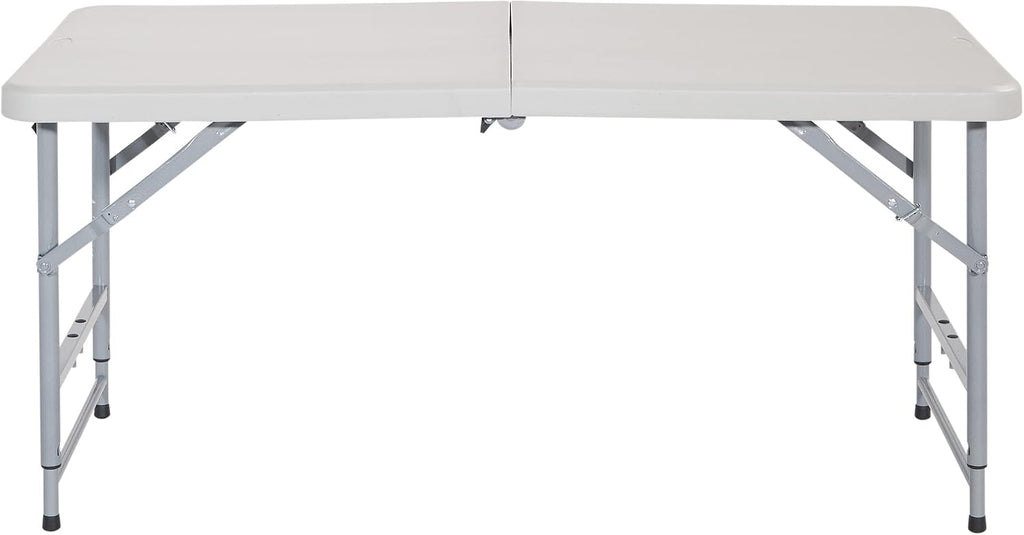 Office Star Resin Multipurpose Rectangle Table, 4-Feet Long, Height Adjustable, Center Folding Table, Light Gray