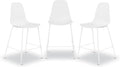 Poly & BARK Isla Bar Stools Set of 3 – Counter Height Bar Stool for Kitchen – Set of Counter Stools – Indoor/Outdoor Barstools – Modern Kitchen Bar Stools - White