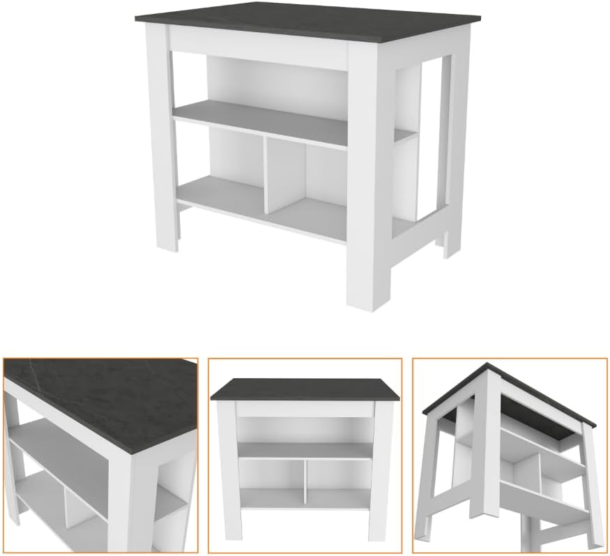 2 Piece Kitchen Set with Island and Microwave Pantry Cabinet | Interlocking m...