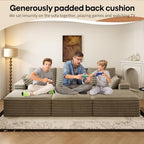 Oversized Lounge Chaise,Cloud Plush Sofa Bed,Upholstered Boneless Cloud Sofa Deep Seat,No Assembly Required,Modern Corduroy Sleeper 3 Seater Chair for Living Room Bedroom Reading,Camel