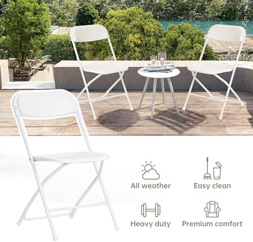 100 PCS Plastic Folding Chair, Portable Commercial Chair, Heavy-Duty Plastic ...