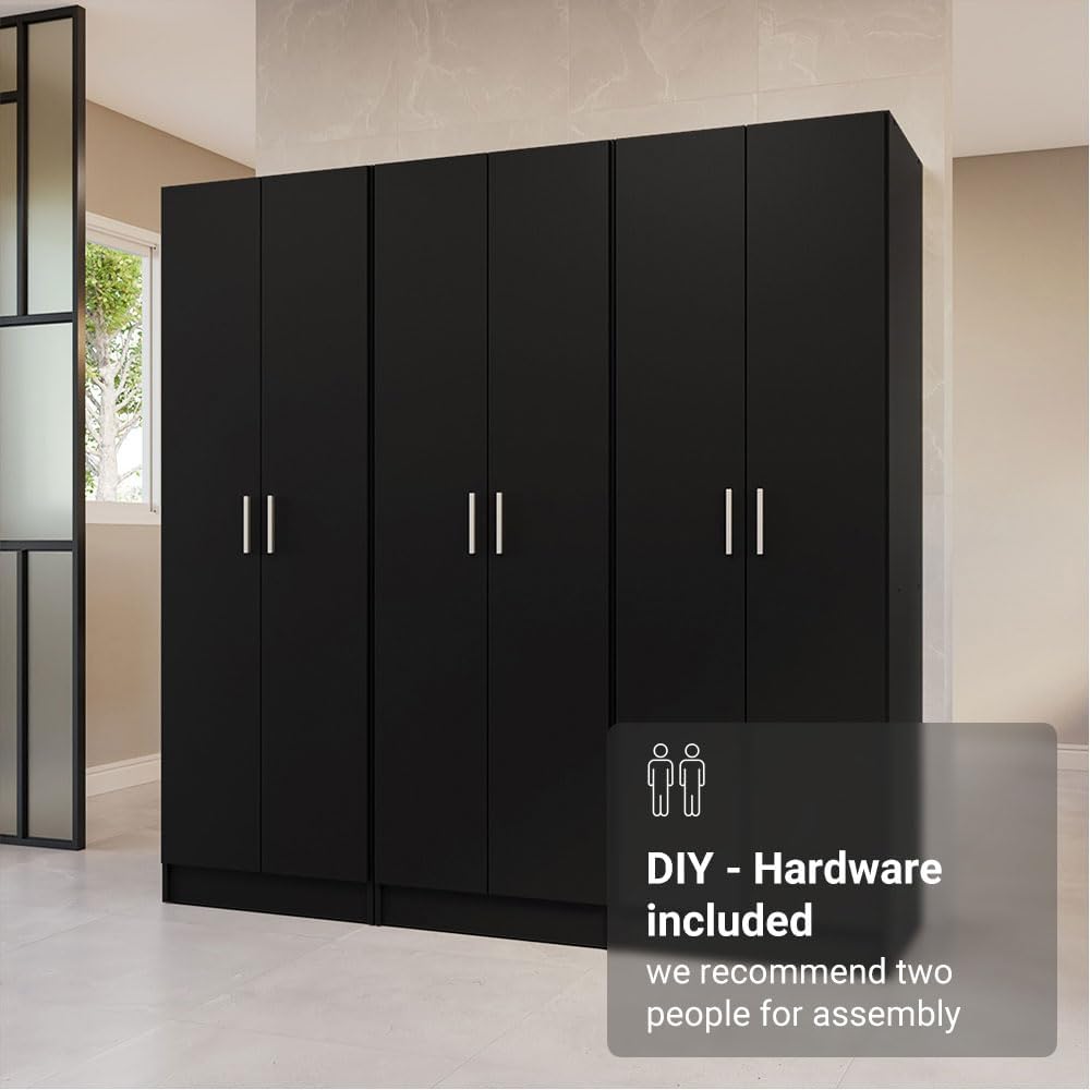 Madesa Kitchen Pantry Set Storage Cabinet 70" L 6 Doors 12 Utility Shelv...