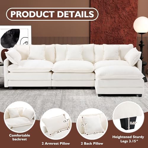 Ihanherry 111.4" L Shaped Modern Sofa Modular Sectional Cloud Couch with...