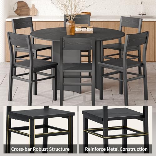 MECHYIN Black Dining Chairs Set of 6, Upgrade Farmhouse Kitchen Room Chair