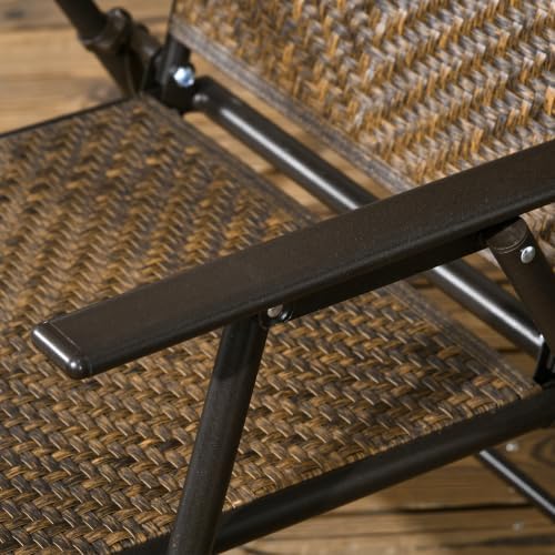Outsunny 5 Pieces Wicker Patio Dining Set Foldable Dark Brown