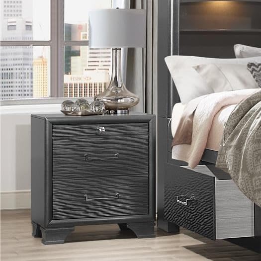 Grey Nightstand with 2-Drawer,for Small Spaces