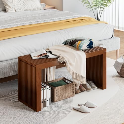 APRTAT Bamboo Dining Bench 35-Inch Indoor Wood Shoe Rack Bench for Entryway |...