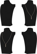 Necklace Bust Display Stand, Necklace Holder, Pendant Chain Necklace Organizer for Women (Black Velvet, L 4PCS)