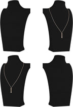 Necklace Bust Display Stand, Necklace Holder, Pendant Chain Necklace Organizer for Women (Black Velvet, L 4PCS)