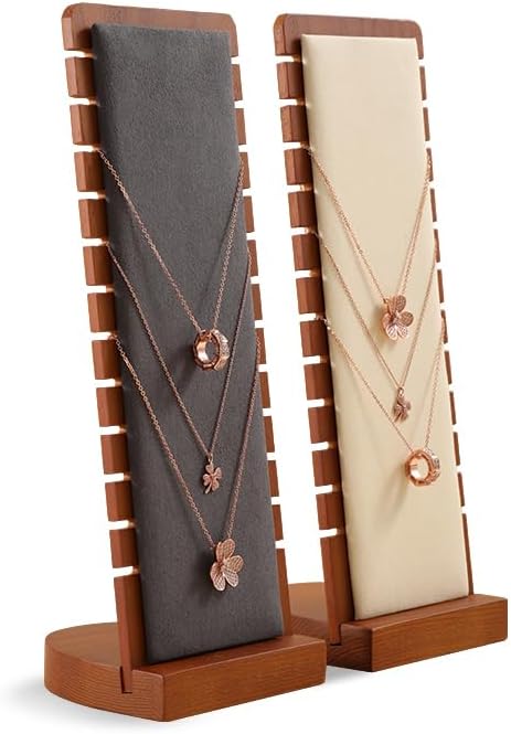 Necklace Holder, Jewelry Stand,Wooden Jewelry Organizers and Storage,Premium Necklace Organizer,Luxury Jewelry Display,Beige Necklace Display Stand