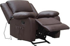 Massage Leather Recliner Chair with Heat and USB Charging Port (Brown)
