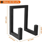Picowe Vinyl Record Storage Holder, Black LP Display Rack Organizer, Metal Record Stand (1 Pack)