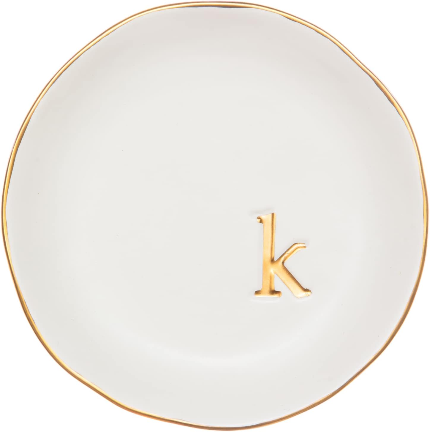 COLLECTIVE HOME - Ceramic Jewelry Tray, Decorative Trinket Dish for Rings Earrings Necklaces Bracelet Watch Keys, Birthday Mother's Day Christmas Gift for Women, 4.75", White Surface (K)