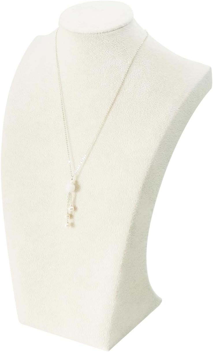 Coward Big Necklace Bust Stand for Selling Show, Beige Velvet Necklace Jewelry Display Holder for Home Use or Store Shop Show (13" Hight)