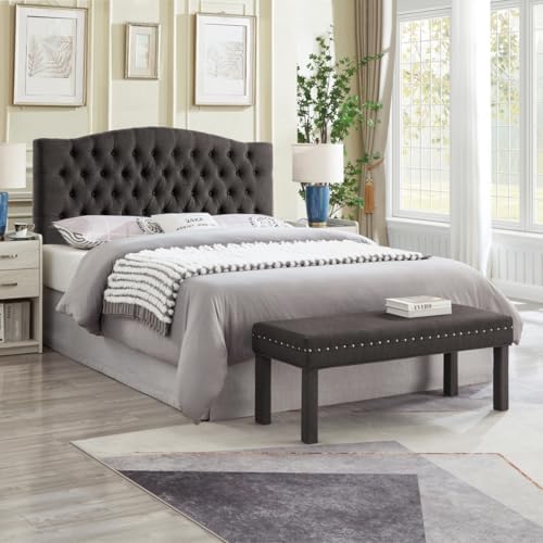 24KF Boucle Upholstered Tufted Button Queen Headboard and Comfortable Fashion...