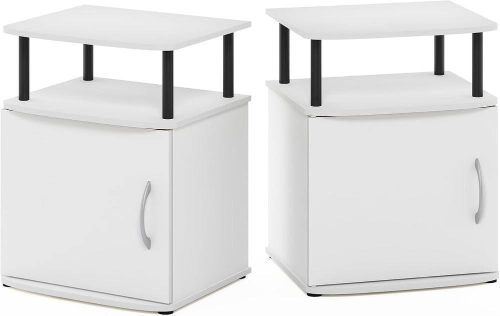 Furinno Jaya Side Table Set of 2, 2-Tier Open Shelf End Table with Door Cabin...