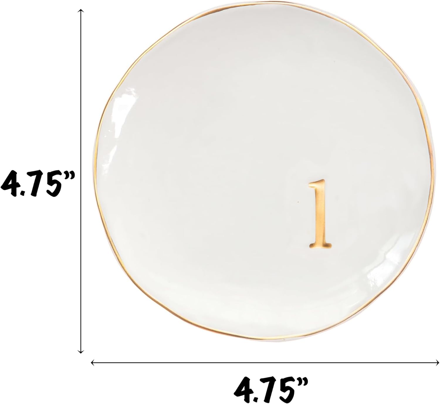 COLLECTIVE HOME - Ceramic Jewelry Tray, Decorative Trinket Dish for Rings Earrings Necklaces Bracelet Watch Keys, Birthday Mother's Day Christmas Gift for Women, 4.75", Glossy (l)
