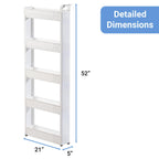 Miles Kimball 5 Tier Slim Cart, White, Durable Plastic, Easy Assembly, Holds Up to 6.5 lbs