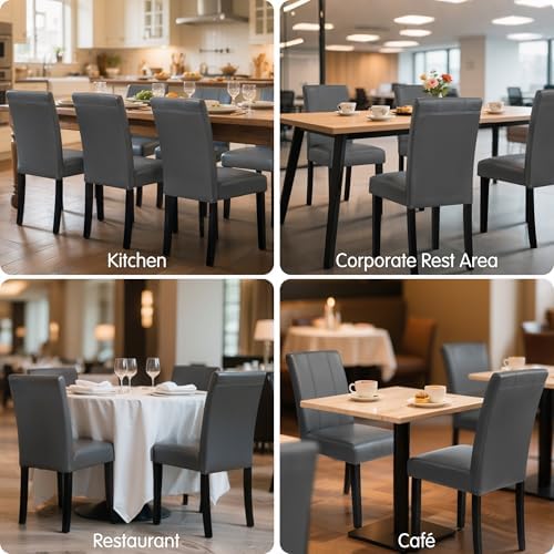 CHUN YI Dining Chairs Set of 4, Faux Leather Dining Room Chairs, Upholstered ...