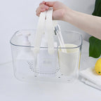 Ergonomic Handle Plastic Storage Basket Bathroom Organizer with Drainage Design Large Capacity Portable Caddy for Household Toiletries and Cleaning Supplies