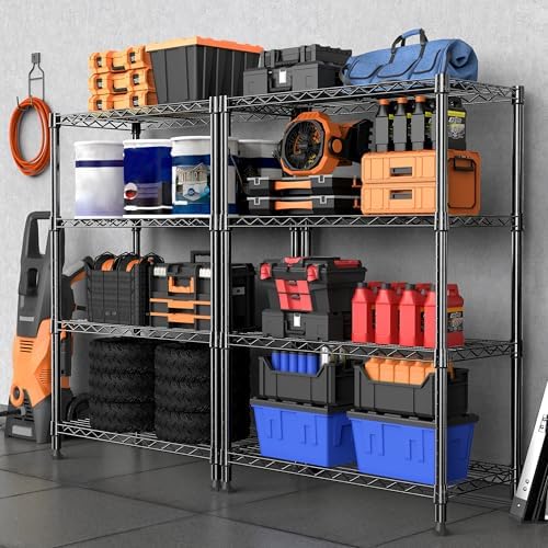M MZG 1000 lbs Storage Shelving Steel Heavy Duty 4-Tier Utility Shelving Unit...
