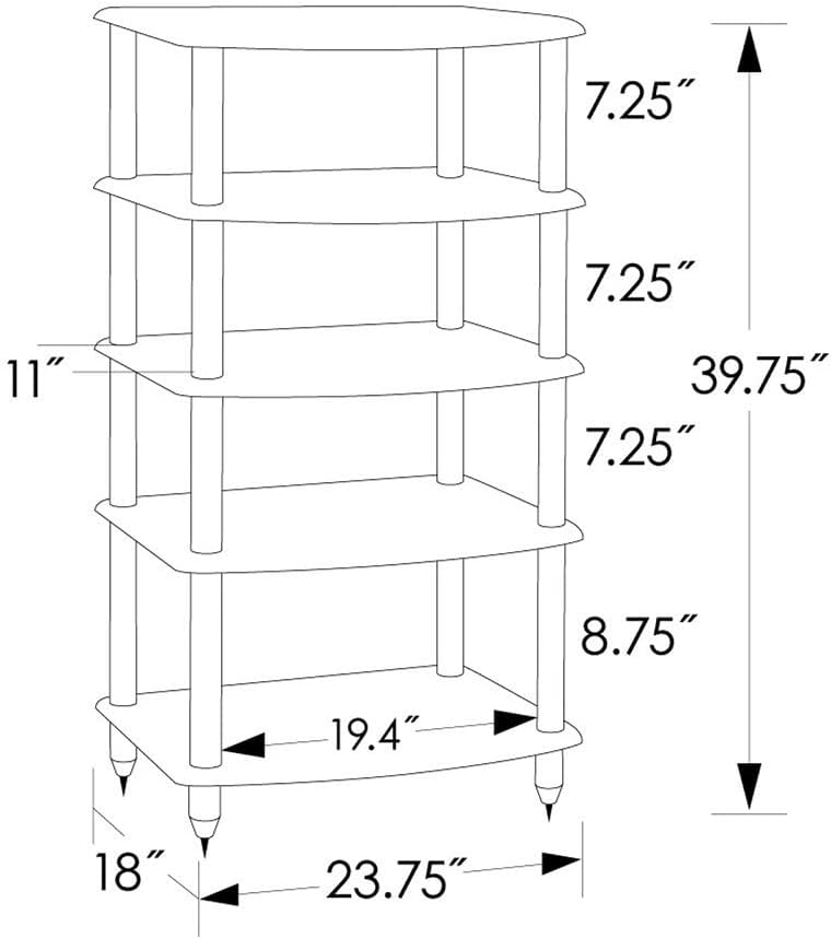 Pangea Audio Vulcan Five Shelf Audio Rack, Media Stand, and Components Cabine...
