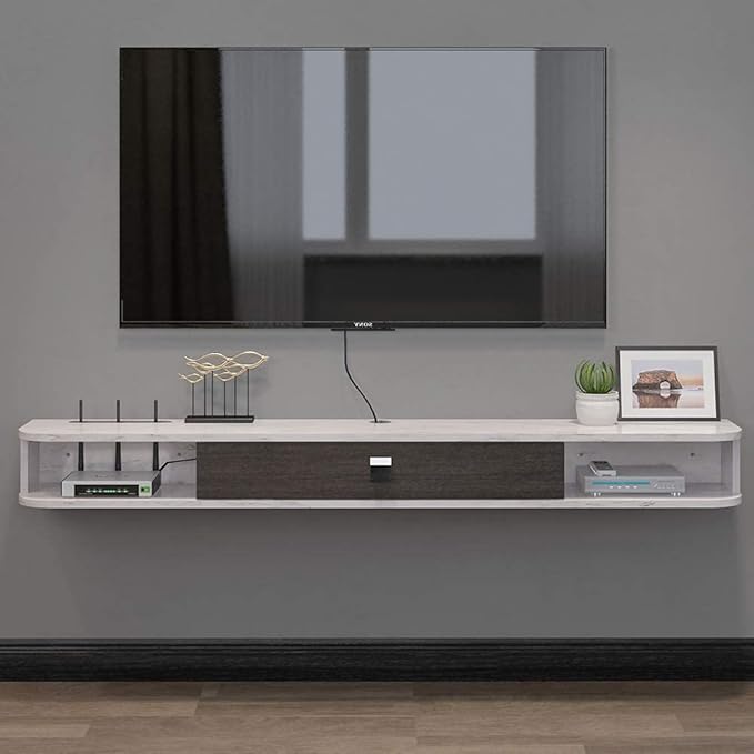 Pmnianhua Floating TV Console,55'' Wall-Mounted Media Console,Floatin...