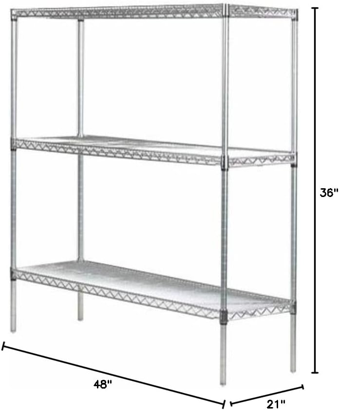 Omega 21" Deep x 48" Wide x 36" High 3 Tier Chrome Starter Shelving Unit